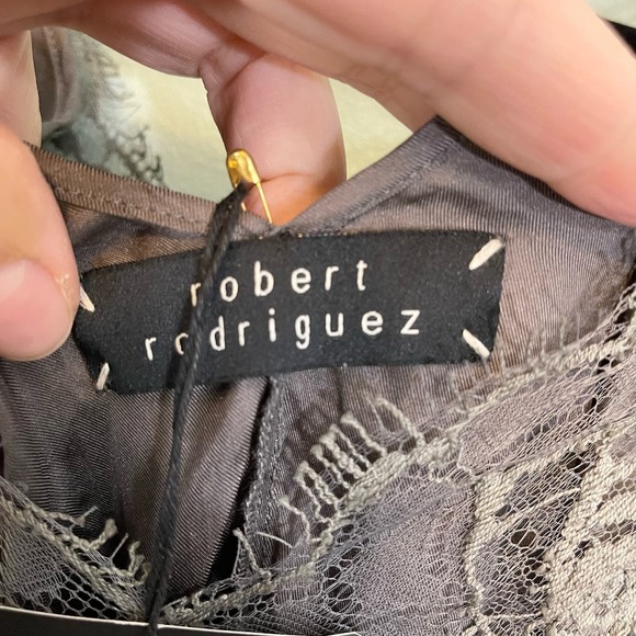 ROBERT RODRIGUEZ Lace Dress Womens M Lined Silk Mini Granite Emerald Green USA - Picture 8 of 11